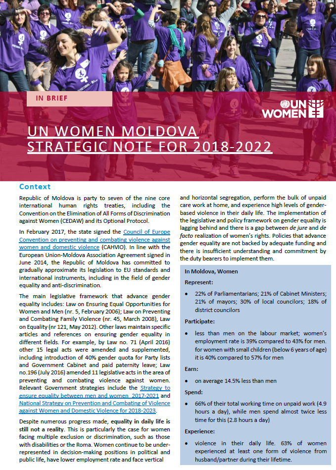 UN Women Moldova Strategic Note for 2018-2022